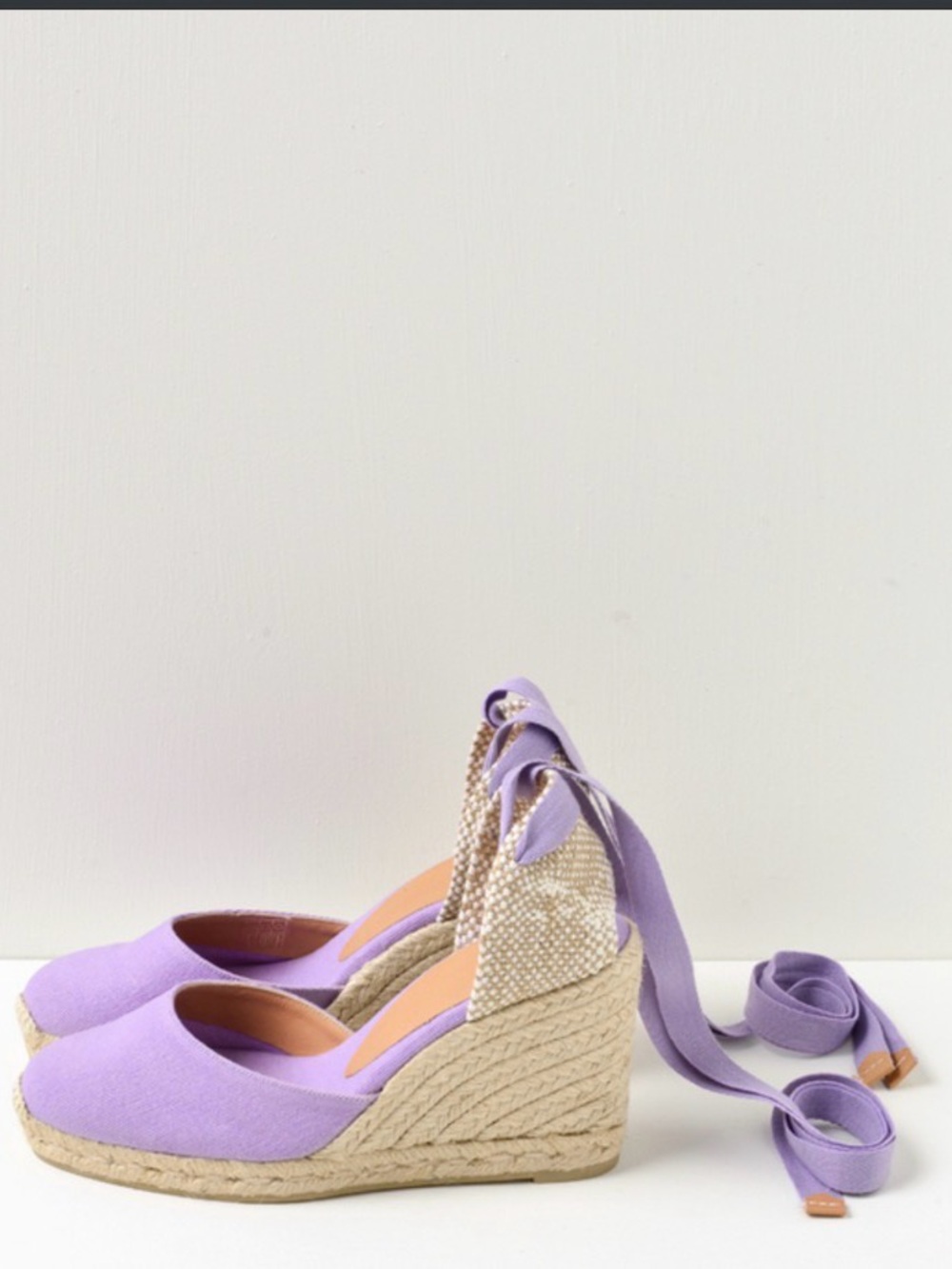 Castaner Lavender Espadrille Wedge with Tie-Up Straps